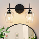 2-Light Brushed Gold Vanity Light with Clear Glass Shades