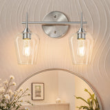 2-Light Brushed Gold Vanity Light with Clear Glass Shades